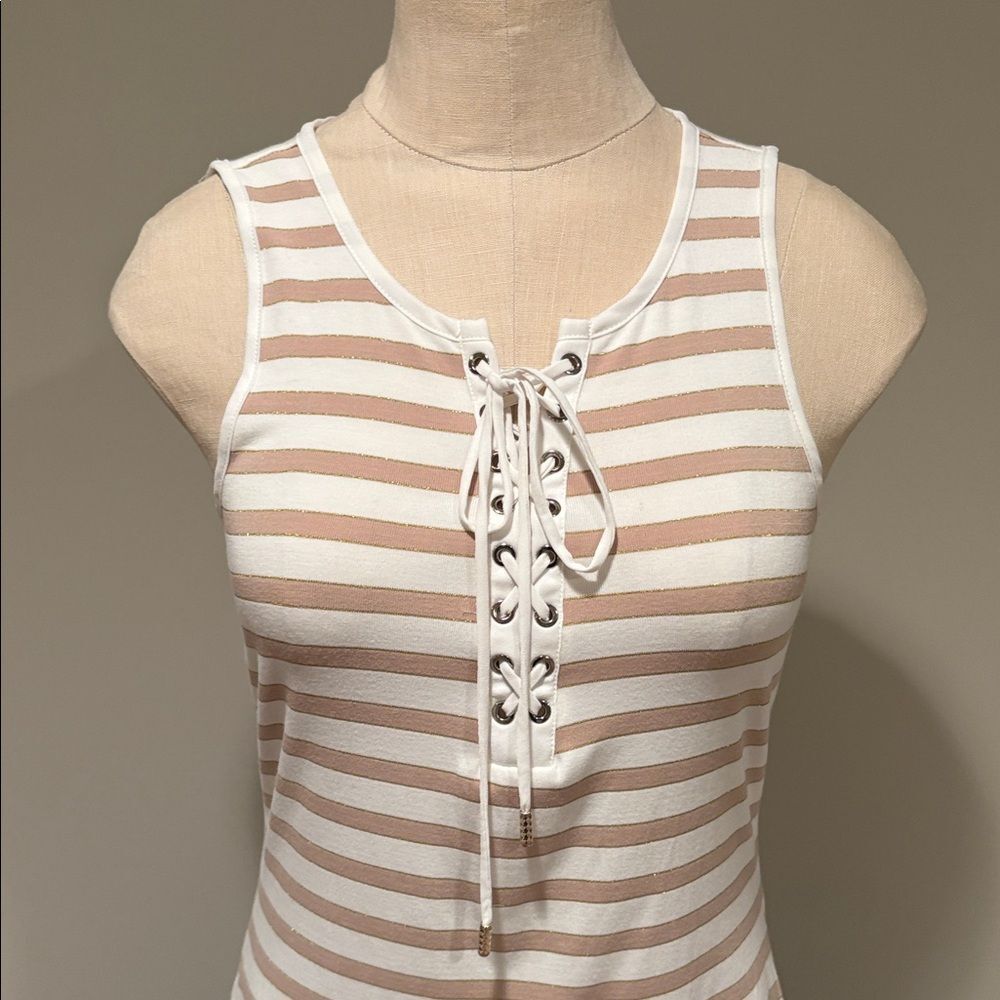 White House Black Market Striped Lace-Up Tank Size XS - Picture 2 of 10